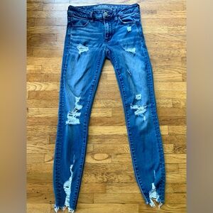 American Eagle Light Wash Blue Distressed Jeggings